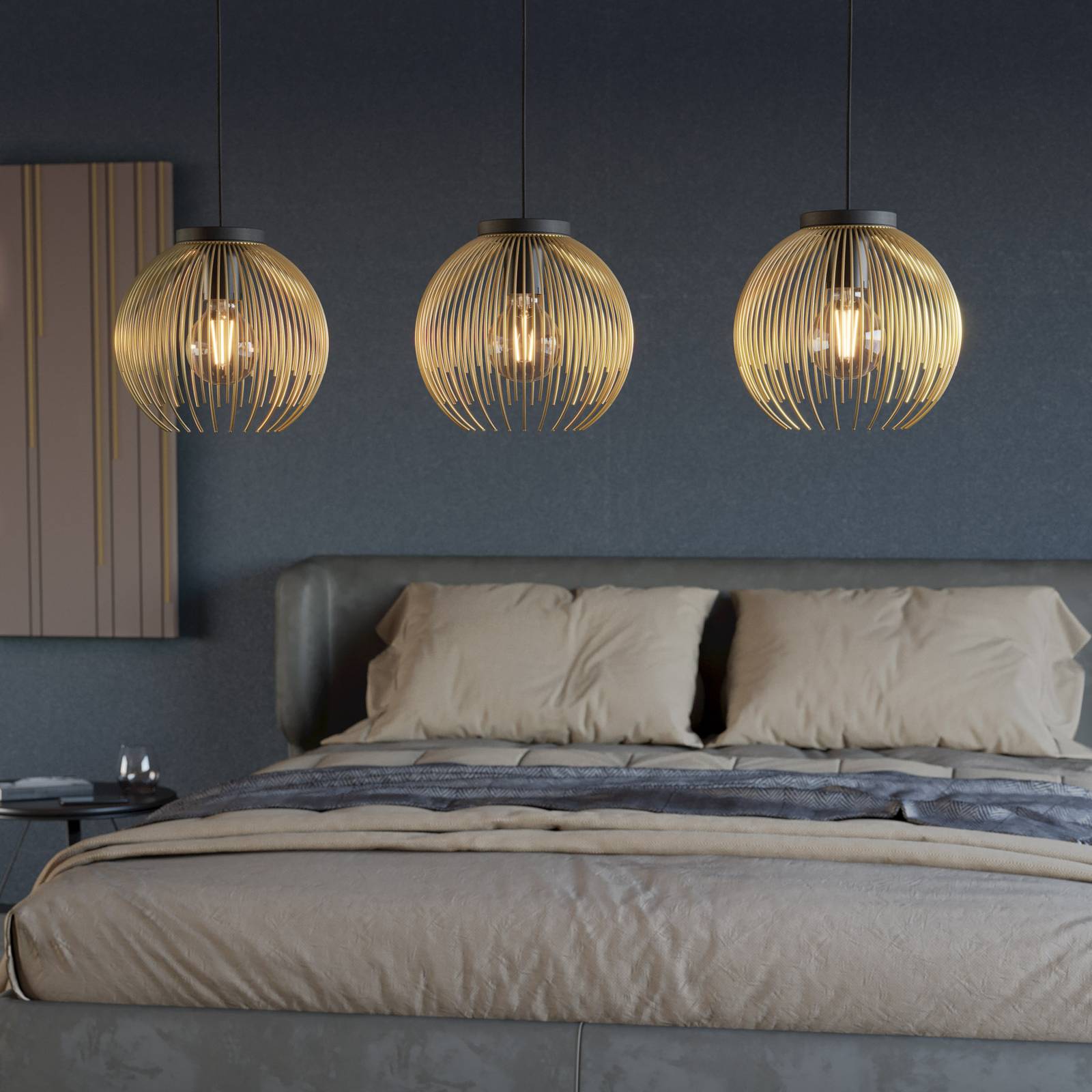 Żyrandol Venezuela czarny/złoty 3-punktowy