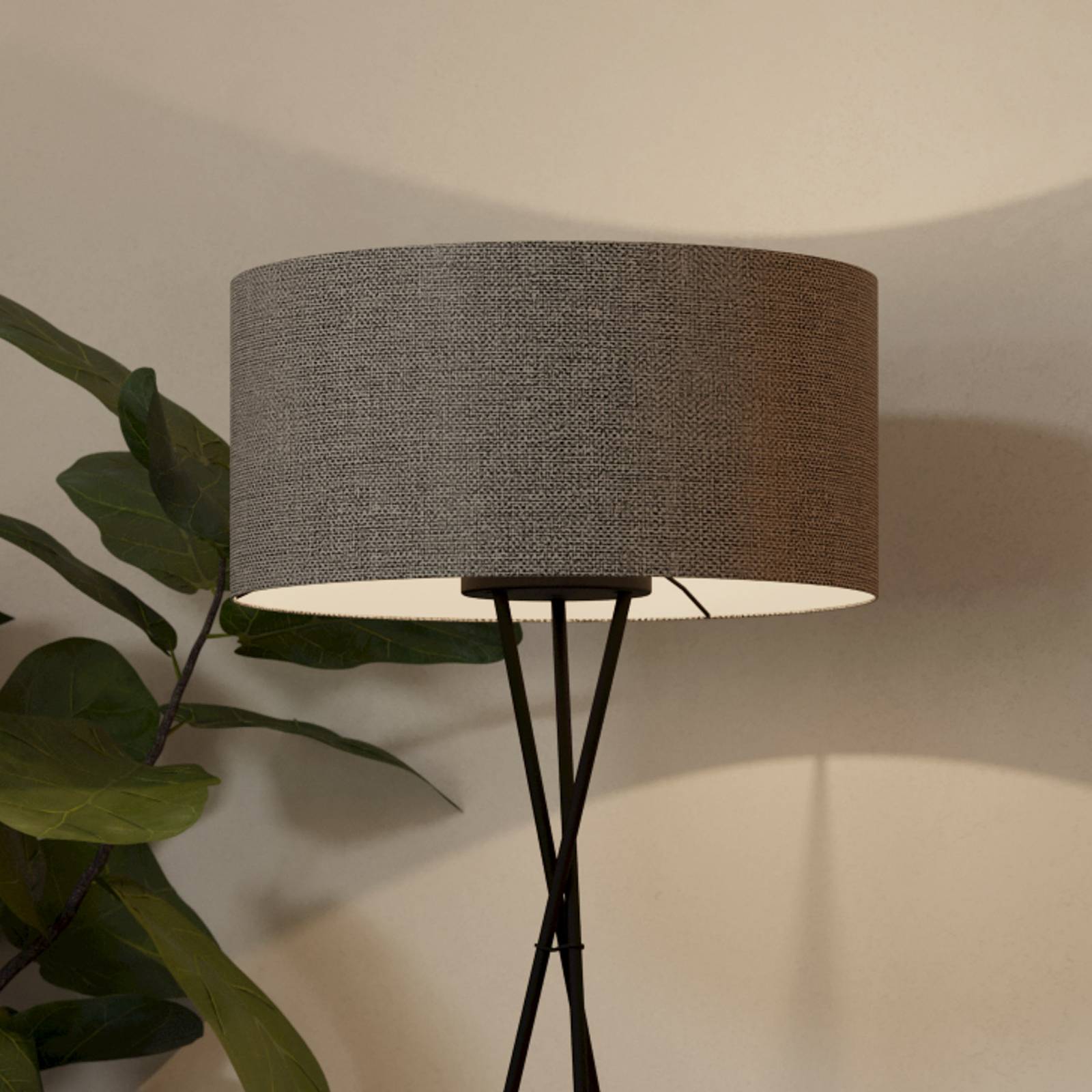 Lampa stojąca Fondachelli z szarym lnianym kloszem
