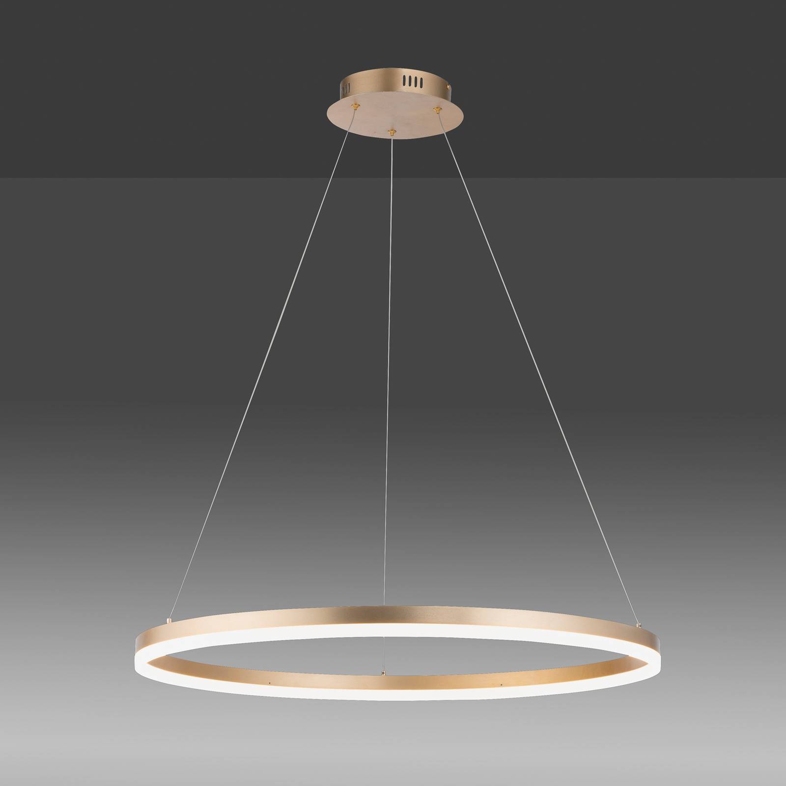 Żyrandol LED Titus, Ø 80 cm, mosiądz matowy