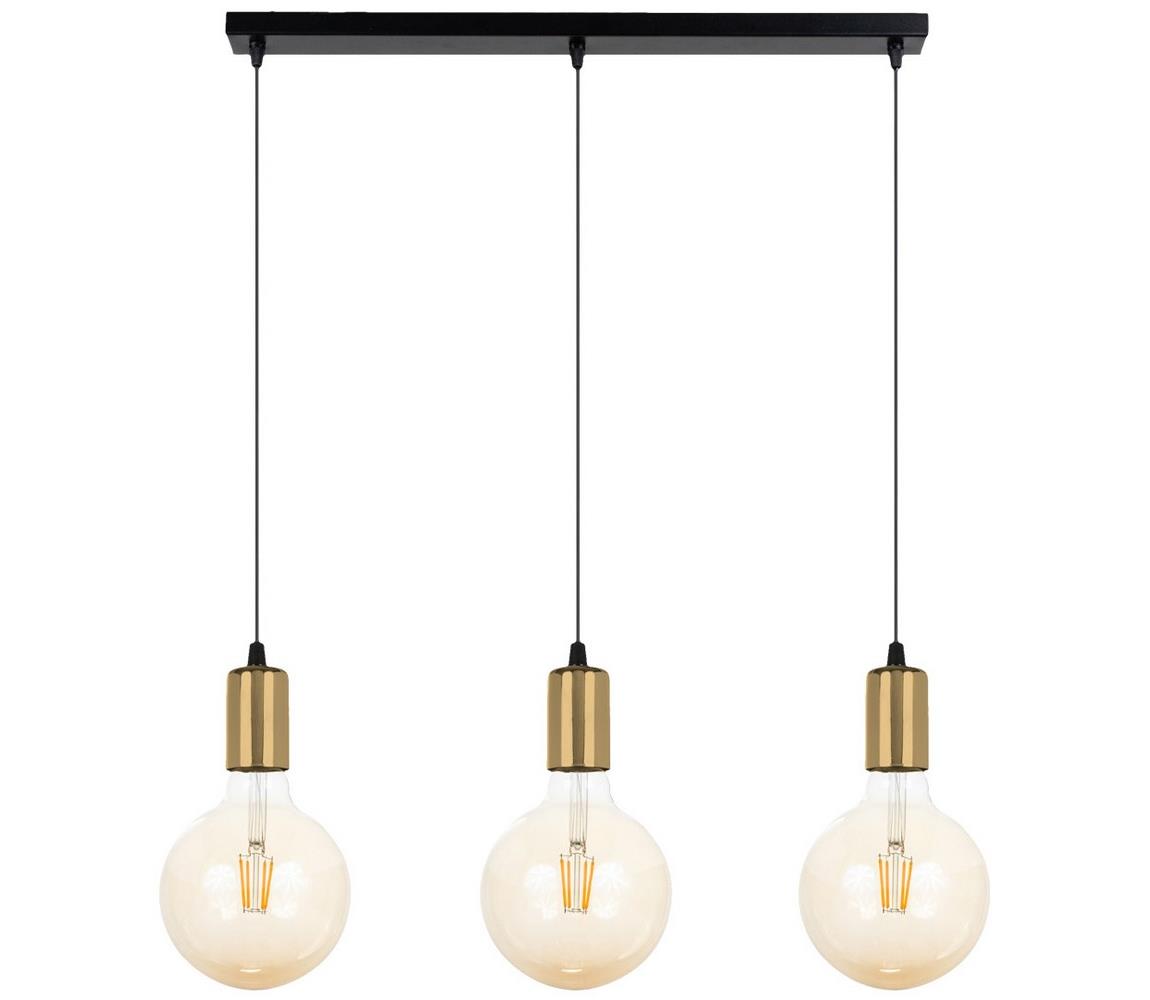 Żyrandol na lince MIROS 3xE27/60W/230V czarny/złoty