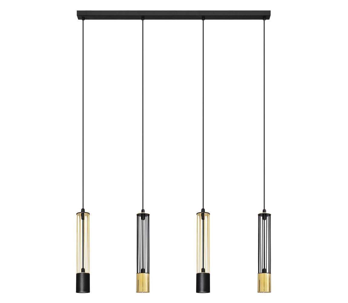 LED Żyrandol na lince BARS 4xGU10/4,8W/230V czarny/złoty