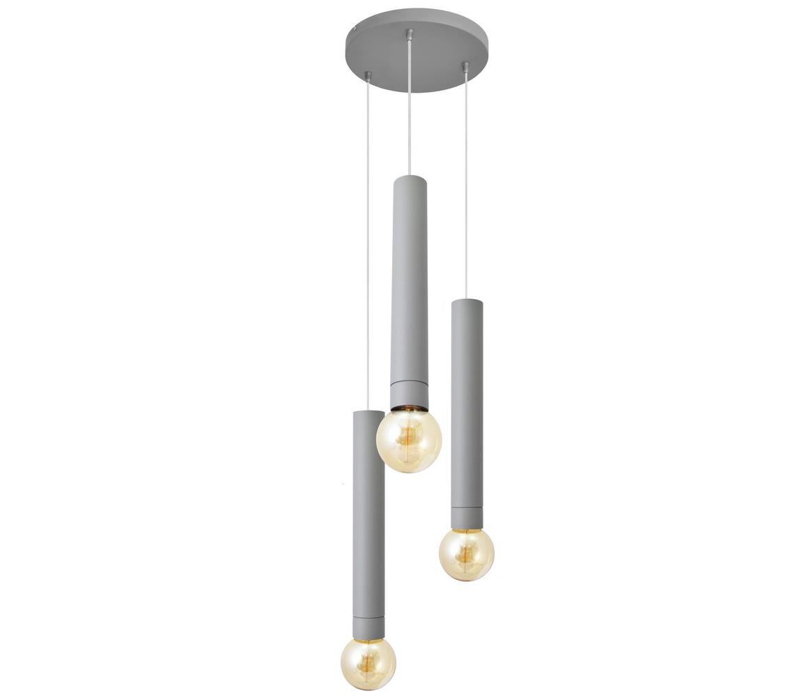 Żyrandol na lince TUBA 3xE27/60W/230V szary