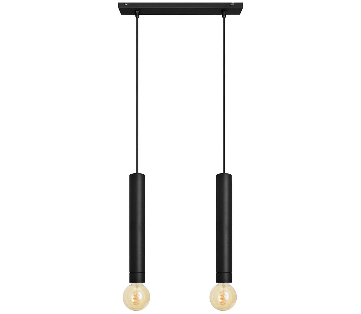 Żyrandol na lince TUBA 2xE27/60W/230V czarny