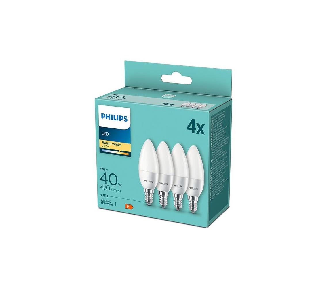 ZESTAW 4x LED Żarówka Philips B35 E14/5W/230V 2700K