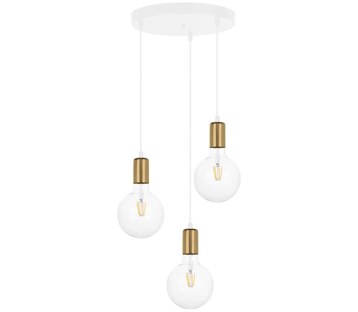 Żyrandol na lince MIROS 3xE27/60W/230V okrągły biały/złoty