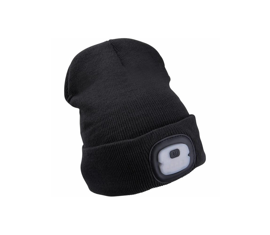 Extol - Czapka z czołówką i ładowaniem USB 250 mAh czarny roz. UNI