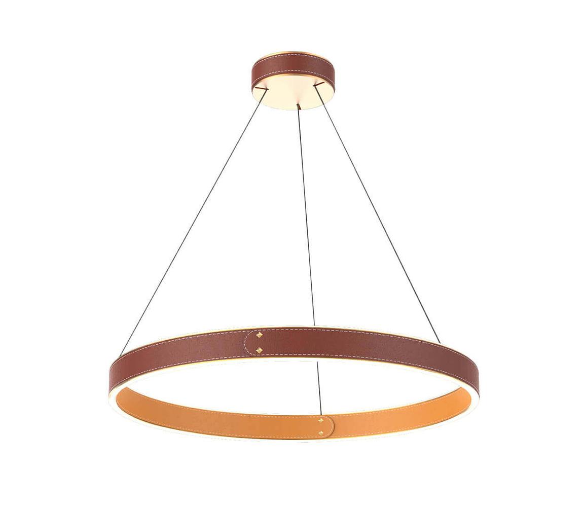 Klausen 142027 - LED Żyrandol na lince LEATHER LED/47,8W/230V brązowy/pomarańczowy