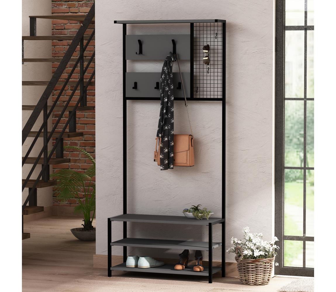 Ściana do przedpokoju NOMAD 182x78 czarny/antracyt