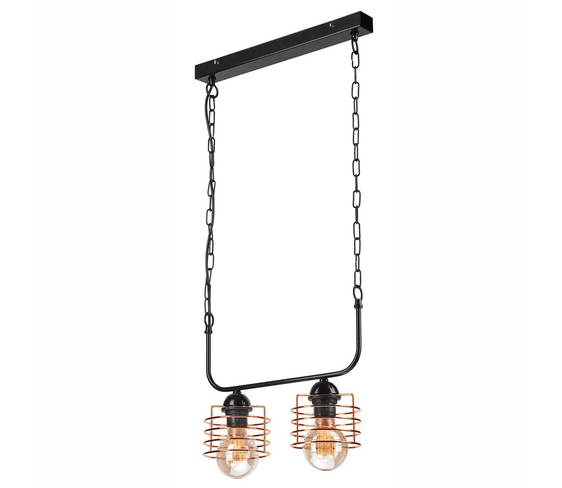 Żyrandol na łańcuchu MORGAN 2xE27/60W/230V czarny/miedziany