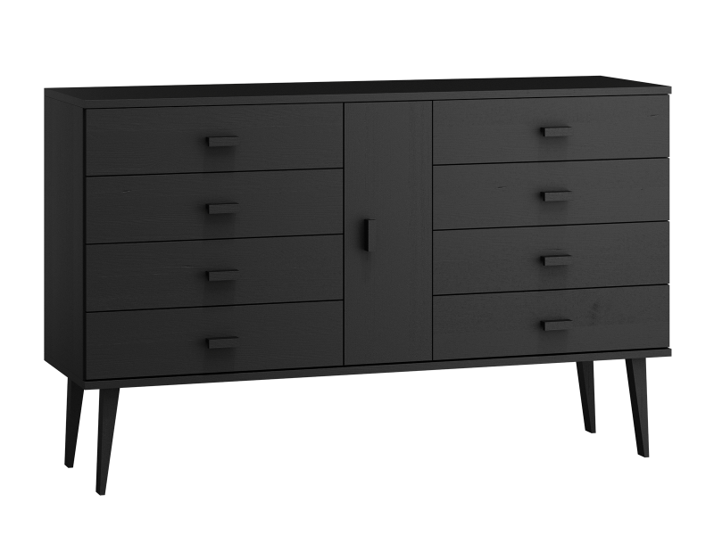 Komoda sosnowa drewniana Venuci nr4 155 cm 4s czarna
