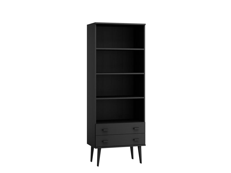 Regał drewniany Venuci 2 szuflady 89 cm czarny
