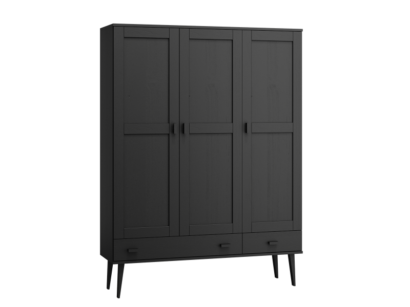 Szafa sosnowa Venuci 3D nr2 wieszak/półki szuflada 135 cm czarna
