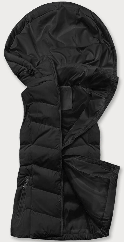 PUCHOWA KAMIZELKA DAMSKA Z KAPTUREM CZARNA (5M720-392) - J.STYLE