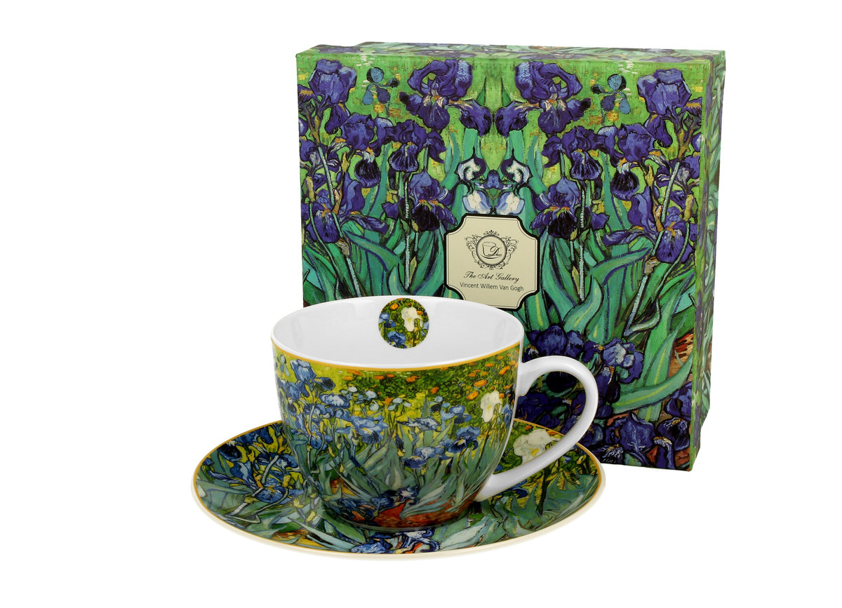 Filiżanka do kawy i herbaty porcelanowa ze spodkiem DUO Irises Vincent Van Gogh 270 ml