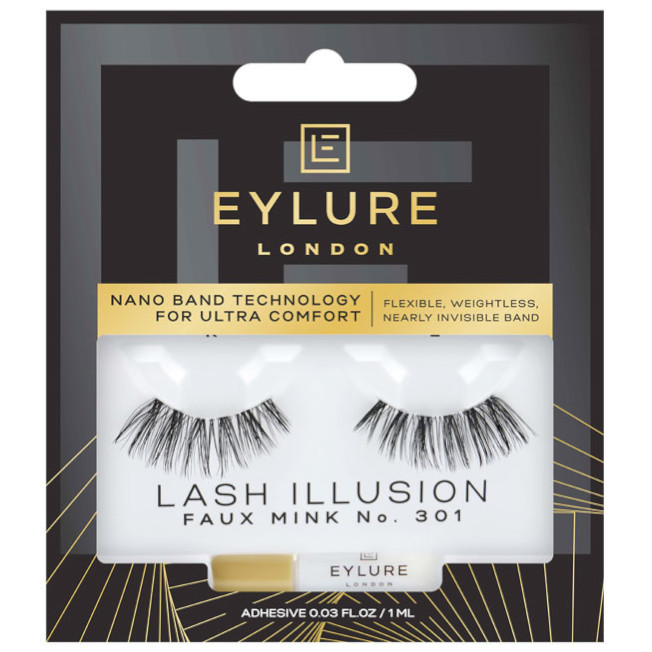 EYLURE - LASH ILLUSION - NO 301 - FAUX MINK - Rzęsy na pasku z klejem