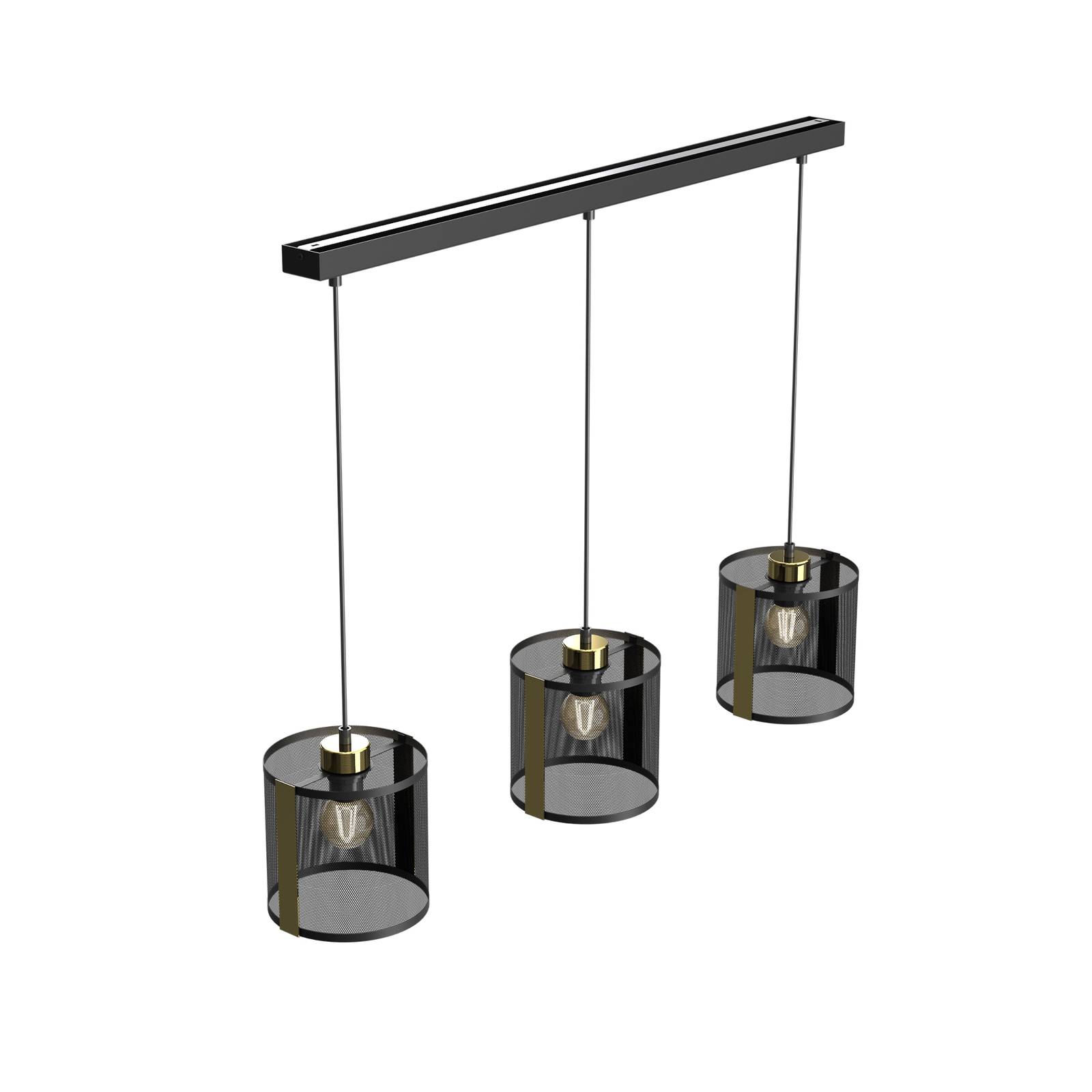 Lampa wisząca Lavinia, złote paski, trzy klosze