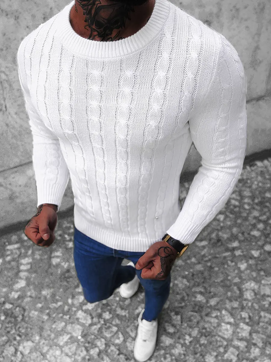 Sweter męski biały OZONEE NB/MM6021/1 - Ozonee
