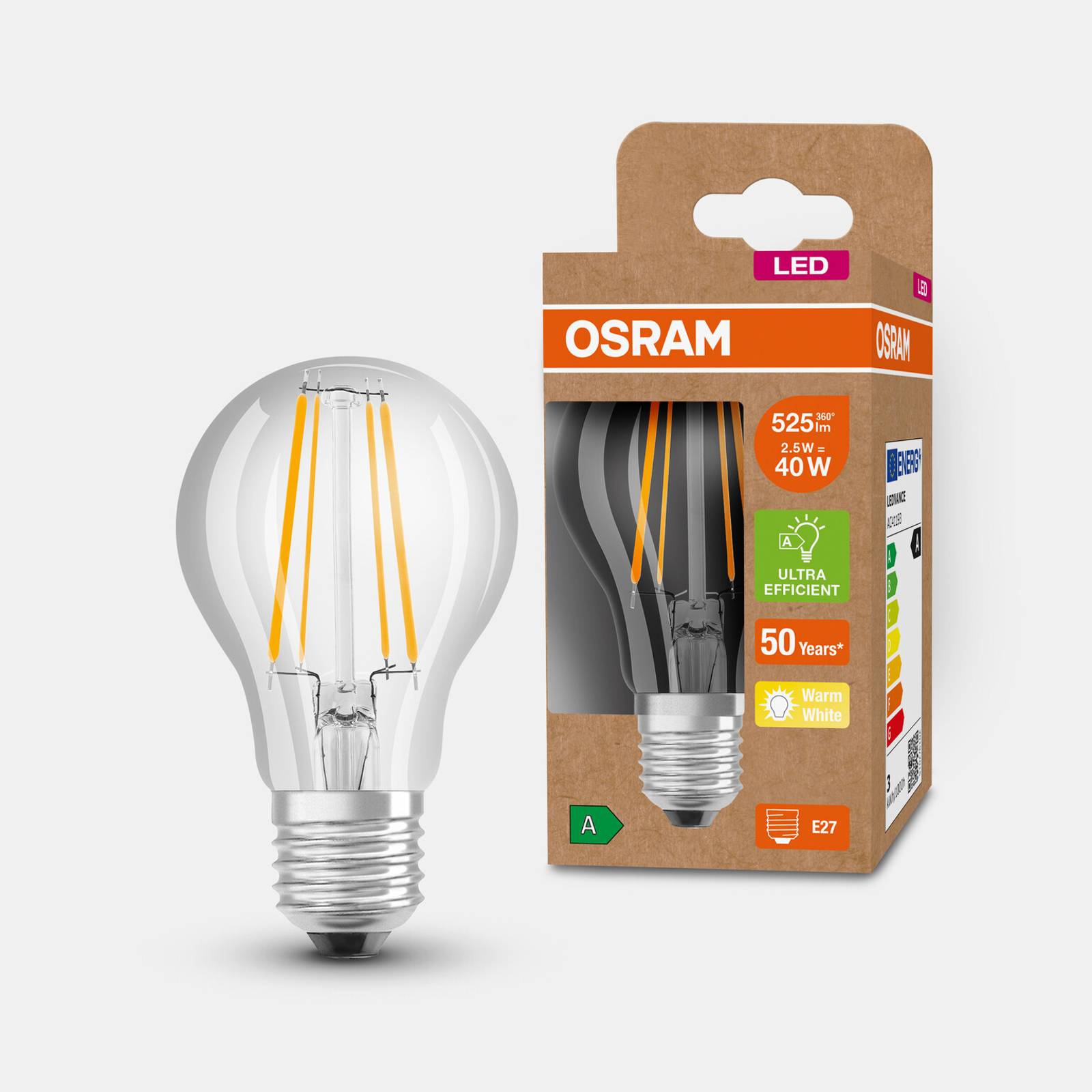 OSRAM żarówka LED E27 A60 2,5W 525lm 3 000 K