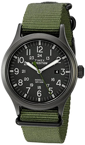 Timex Expedition Scout nylonowy pasek męski zegarek, Zielony wsuwany, Mens Standard, Expedition Scout nylonowy pasek antypoślizgowy
