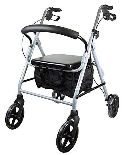 Mobiclinic®, Sofia, Rollator z 4 kółkami, chodzik dla osób starszych i niepełnosprawnych, pomoc przy chodzeniu, chodzik, aluminium, lekki, składany, kosz z materiału, siedzisko, szary