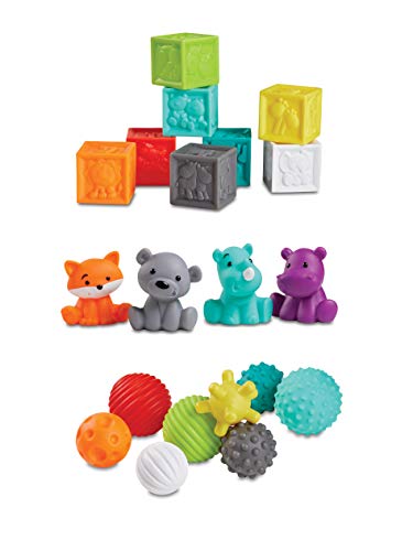 Infantino infan Tino 005373 Senso zestaw figurek zwierząt i bloki, wielokolorowy