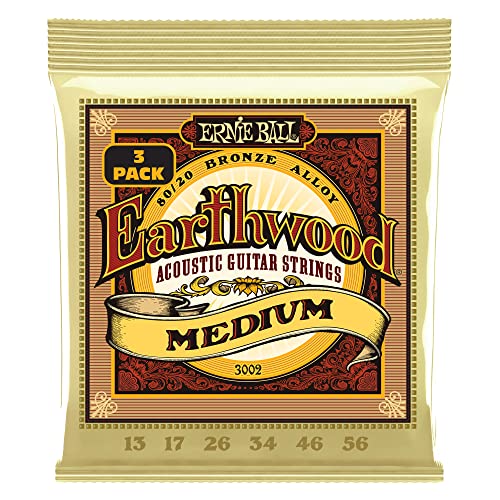 Ernie Ball Earthwood Medium 80/20 Brązowe struny do gitary akustycznej 3-pak -13-56 Gauge