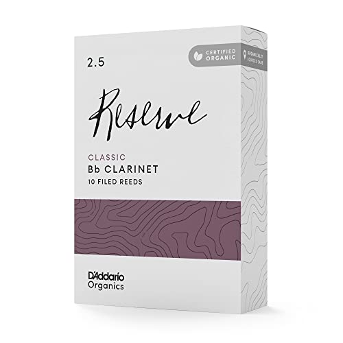 D'Addario Organic Classic Bb płatki klarnetu - tuba do klarnetu - Pierwsza i jedyna ekologiczna trzcina - 2,5 skrobia, 10 szt. w opakowaniu