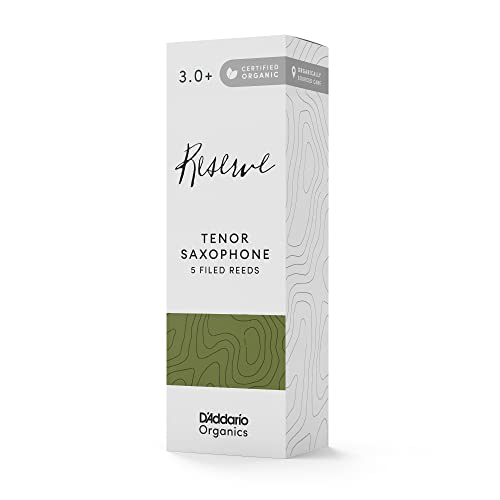 D'Addario Organiczny Rezerwat Tenor Stroiki Saksofonowe - stroiki Sax - Pierwsza i jedyna Organiczna trzcina - 3.0+ Siła, 10 Opakowanie