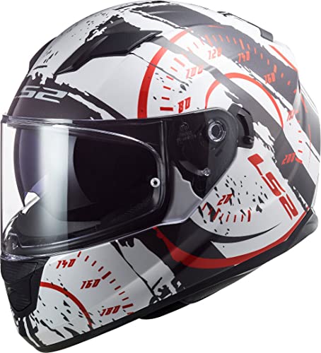 LS2, kask motocyklowy pełnotwarzowy, Stream Evo Tacho, biały czarny czerwony, L