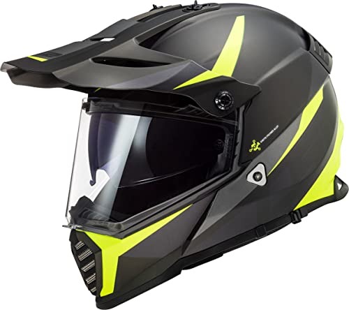 LS2, Pioneer Evo Router kask motocyklowy czarny matowy H-V żółty, S