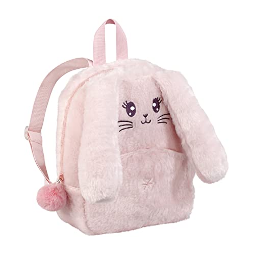 Viquel plecak dziecięcy Cuddle - plecak dziecięcy lub przedszkole, z miękkiego materiału, 1 przegroda na zamek błyskawiczny, różowy królik