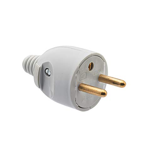 Gniazdo elektryczne męskie - Wtyczka elektryczna - Wtyczka męska - Gniazdo 220 V - Wtyk męski - Wtyk elektryczny męski - Wtyk męski D.4,8 mm prawe wyjście portfela Szary - Debflex - 713380