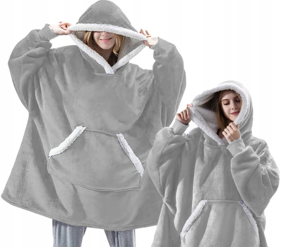 Ciepły Koc Z Rękawami Oversize Futrzak 2W1 Gruby Xxl [74Kj]
