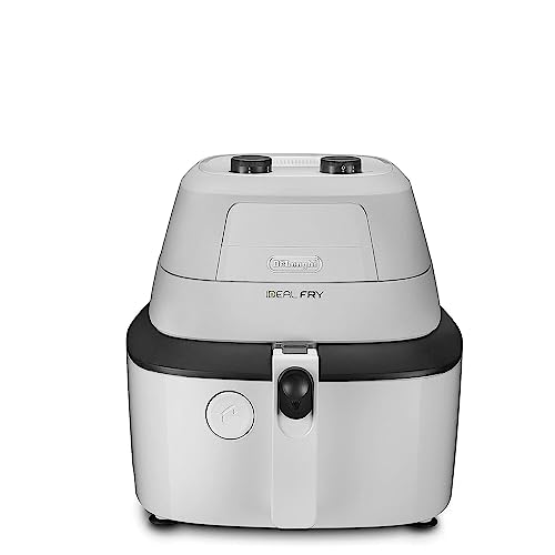 De'Longhi FH2101.W IDEALFRY Frytkownica na gorące powietrze, pojemność 1 kg, lekkie i zdrowe smażenie, ręczny panel sterowania, zdejmowana wanna, praktyczna pokrywa i regulator czasowy, biały