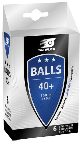 Piłeczki do tenisa stołowego SUNFLEX 3-Star Balls 6 szt. białe 23603