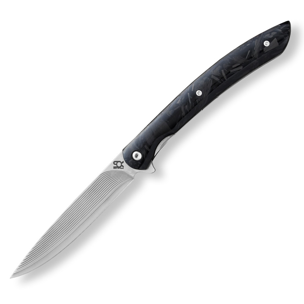 Zamknięcie stek nóż SOK SHARK VG-10 DAMASCUS CARBON Dellinger 10 cm