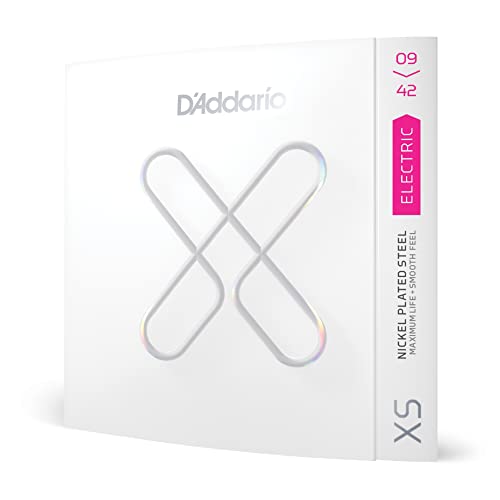 D'Addario Struny gitarowe - XS struny do gitary elektrycznej powlekane niklem - XSE0942 - Większa siła zerwania ze stabilnością strojenia - do gitar 6-strunowych - 09-42 Super lekkie