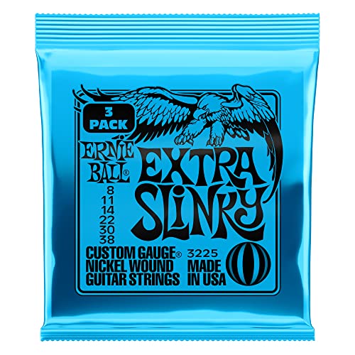 Ernie Ball Extra Slinky Nickel Wound Electric Guitar Strings 3 Pack - 8-38 Gauge