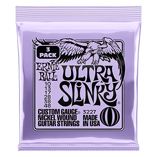 Ernie Ball Ultra Slinky Nickel Wound Electric Guitar Strings 3 Pack - 10-48 Gauge