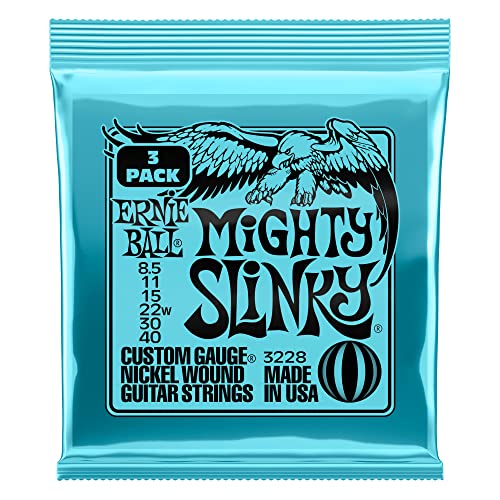 Ernie Ball Mighty Slinky Nickel Wound Electric Guitar Strings 3 Pack - 8.5-40 Gauge