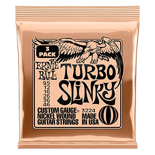 Ernie Ball Turbo Slinky Nickel Wound Electric Guitar Strings 3 Pack - 9.5-46 Gauge