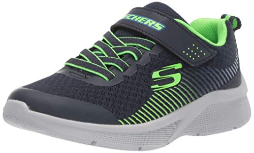 Skechers Chłopięce sneakersy Microspec, Navy Textile Lime Blue Trim, 32 EU