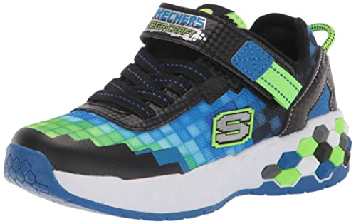 Skechers Mega-Craft 2.0 sneakersy chłopięce, Black Blue Textile Synthetic Lime Trim, 29 EU