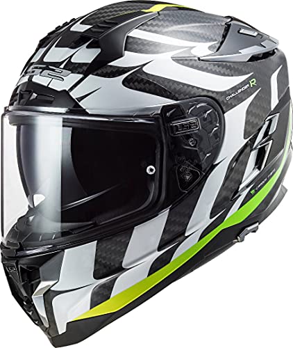LS2 Kask motocyklowy Challenger Flames, uniseks, biały, żółty, rozmiar L