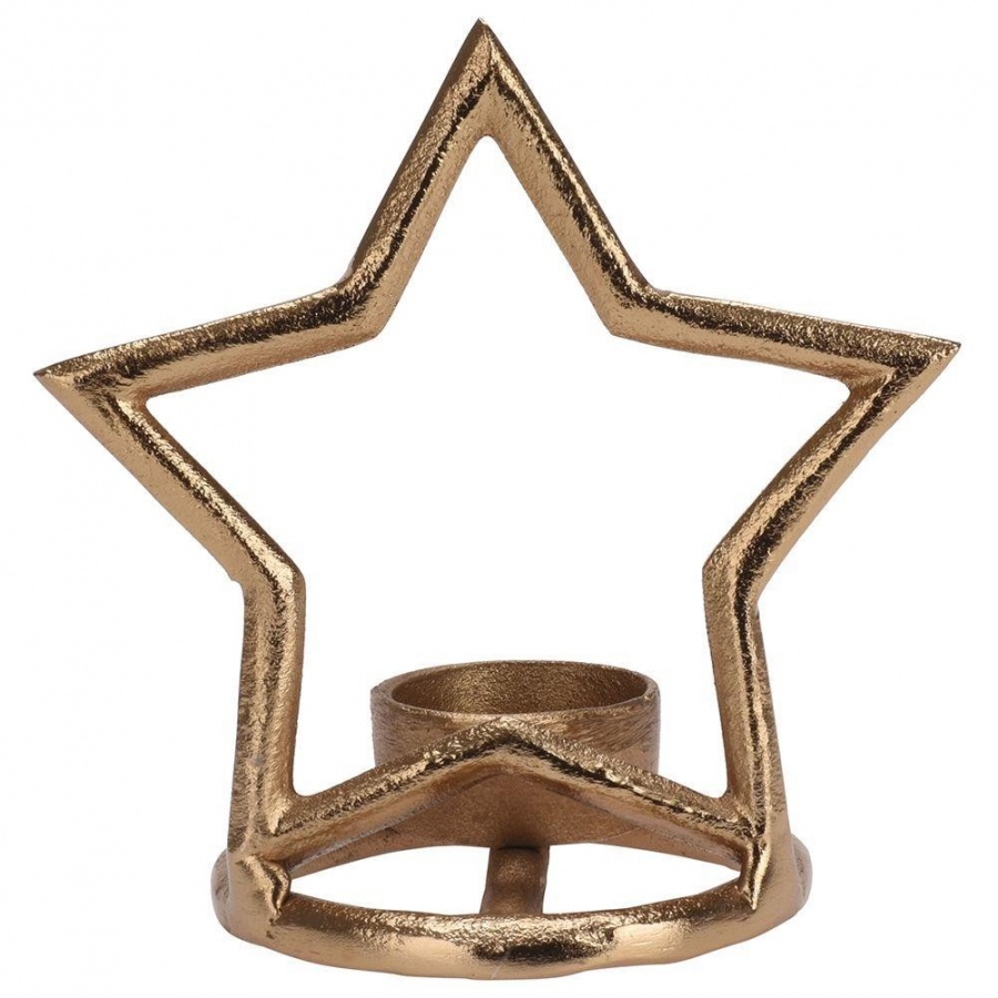 świecznik na tealight aluminiowy złoty gwiazda 15,5 cm kod: O-569528-G