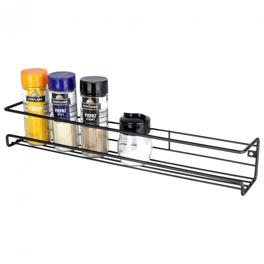 Półka ścienna na przyprawy metalowa czarna loft 40x6,5x6,5 cm kod: O-229057