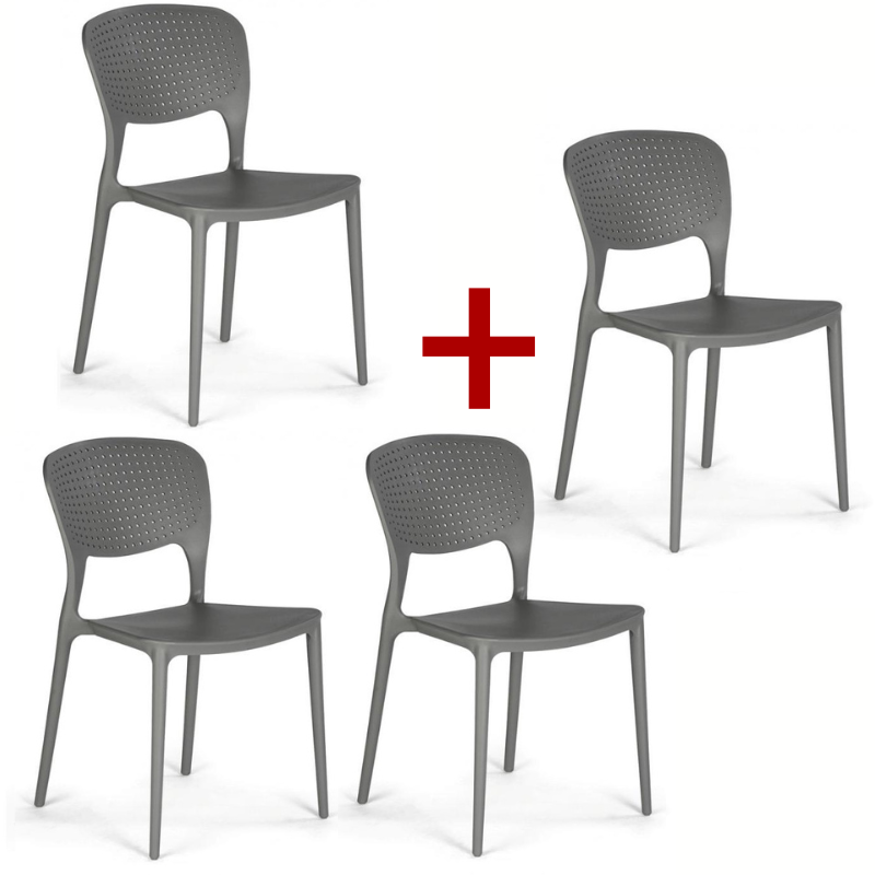 Plastikowe krzesło do jadalni EASY II 3+1 GRATIS, szare