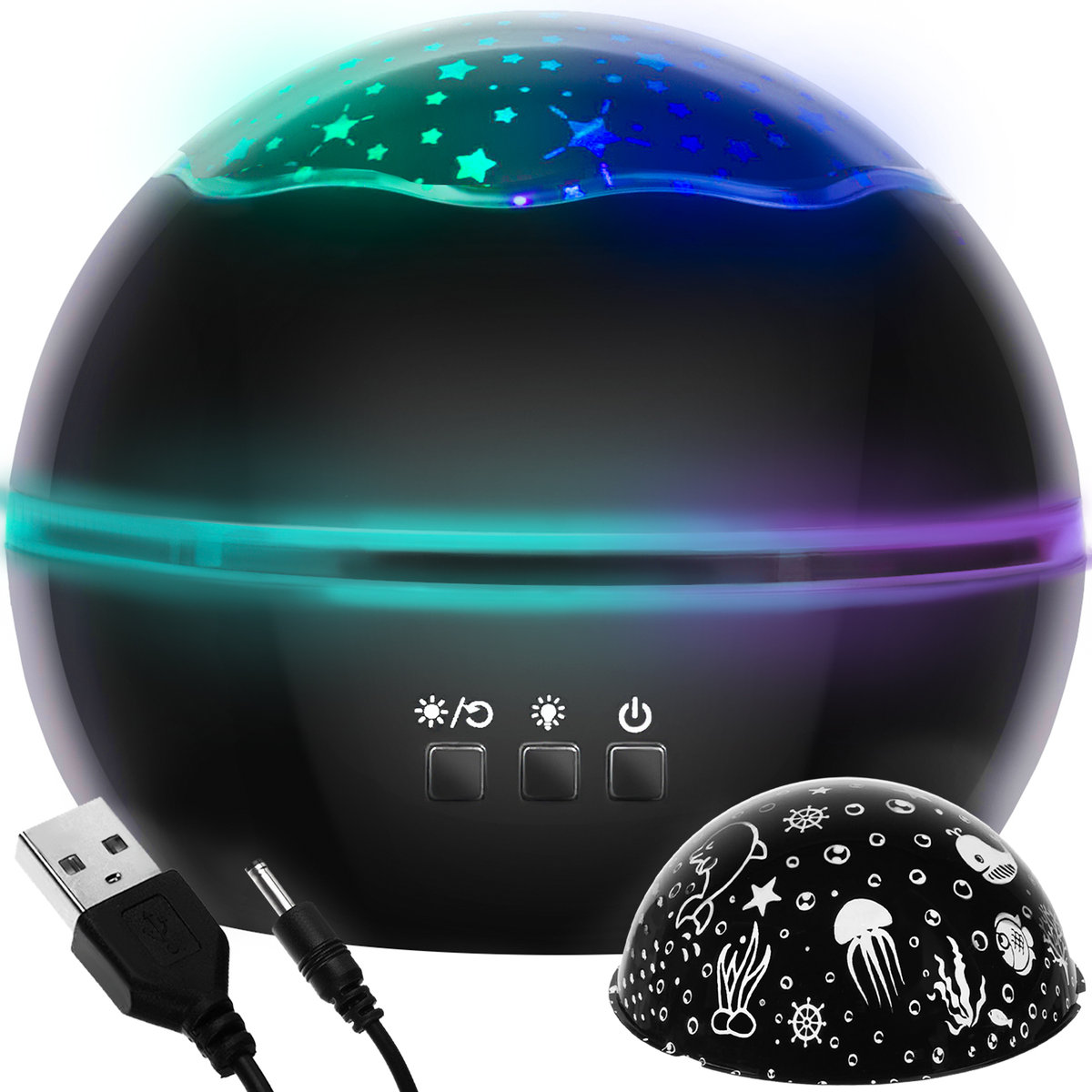Lampka Nocna Projektor Nieba Gwiazd Obrotowa 2w1 MALATEC