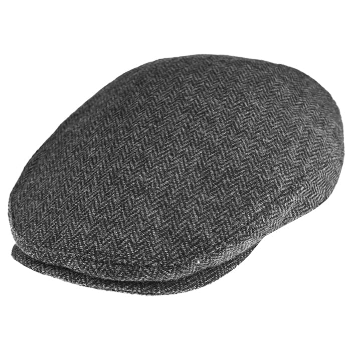 Kaszkiet jesienny wełniany w kolorze szarym w jodełkę EM 97 - EM Men's Accessories