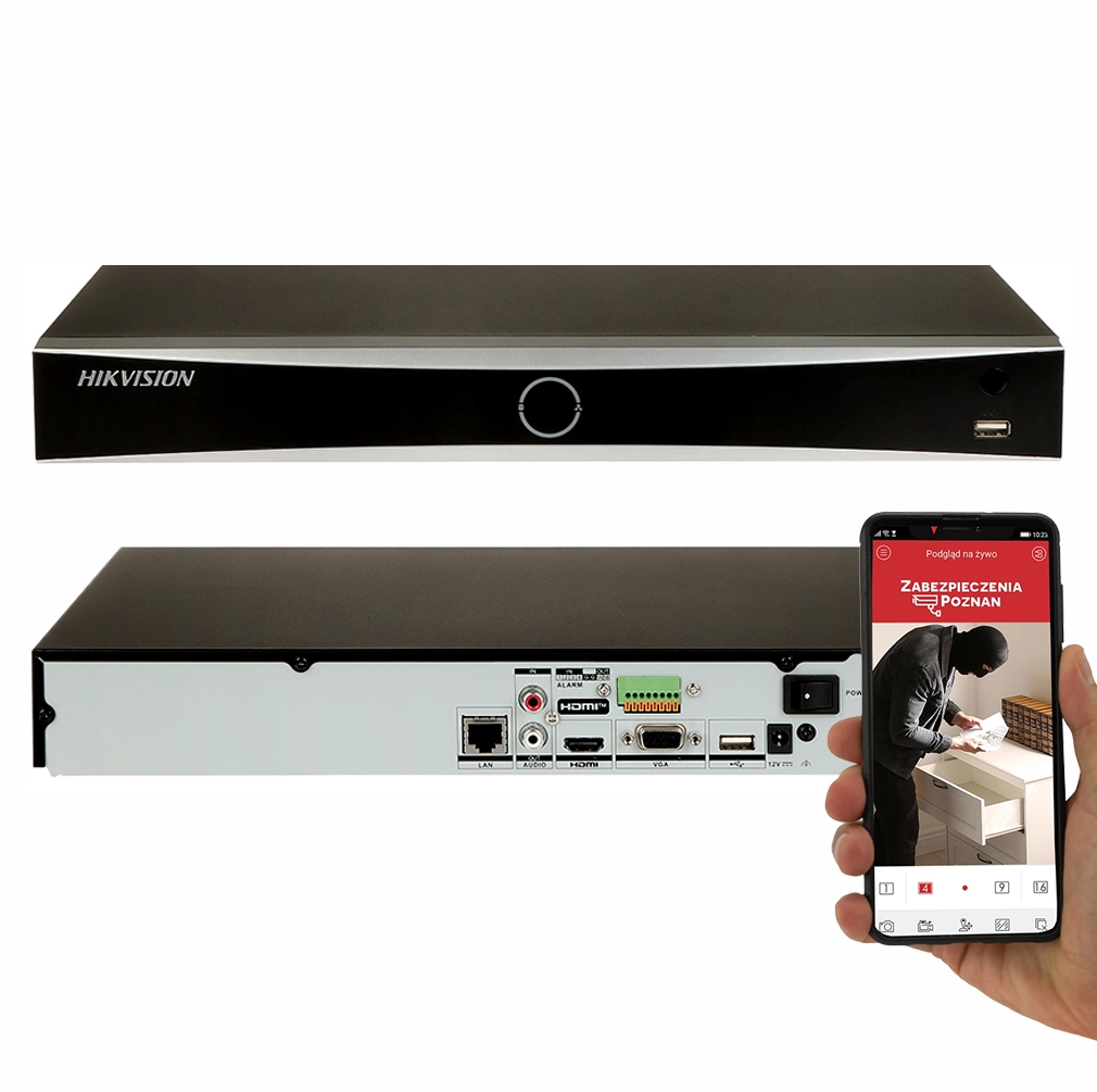 Rejestrator IP Hikvision DS-7608NXI-K2 na 8 kamer IP Acusense 2x10 TB SATA